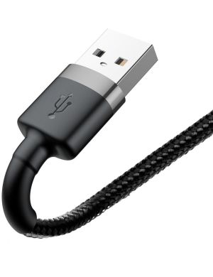 KABEL USB-A - Lightning / iPhone Baseus Cafule CALKLF-BG1 100cm Apple 2.4A CZARNO-SZARY W OPLOCIE