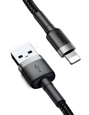 KABEL USB-A - Lightning / iPhone Baseus Cafule CALKLF-BG1 100cm Apple 2.4A CZARNO-SZARY W OPLOCIE