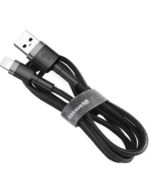 KABEL USB-A - Lightning / iPhone Baseus Cafule CALKLF-BG1 100cm Apple 2.4A CZARNO-SZARY W OPLOCIE