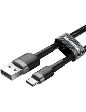 KABEL USB-A - USB-C Baseus Cafule CATKLF-UG1 300cm 3A QC 3.0 CZARNO-SZARY W NYLONOWYM OPLOCIE