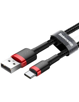 KABEL USB-A - USB-C Baseus Cafule CATKLF-C91 200cm 2A QC 3.0 CZARNO-CZERWONY W OPLOCIE