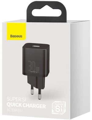 ŁADOWARKA SIECIOWA Baseus Super Si Quick Charger 1C CSUP-J01 30W 1x USB-C PD 3.0 QC 3.0 CZARNA