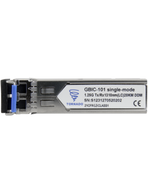 PULSAR GBIC-101 - Moduł SFP GBIC-101, single mode, 1,25G, Tx/Rx:1310, LC, 20KM, DDM (TORNADO)