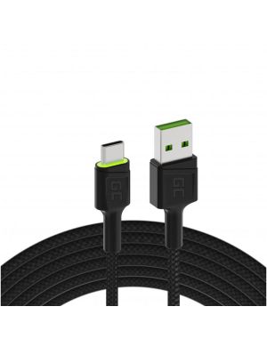 KABEL USB-A - USB-C Green Cell RAY 200cm ZIELONY LED QUICK CHARGE 3.0 KABGC13
