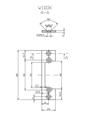 Płaskownik HARTTE OK-P1 krótki, S, 3mm, STC, otwarty